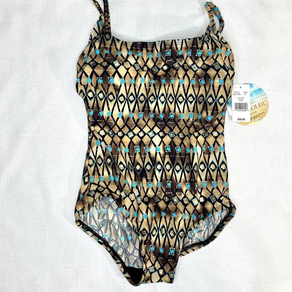 NWT Aqua Soleil One Piece Bathing Suit Size 6